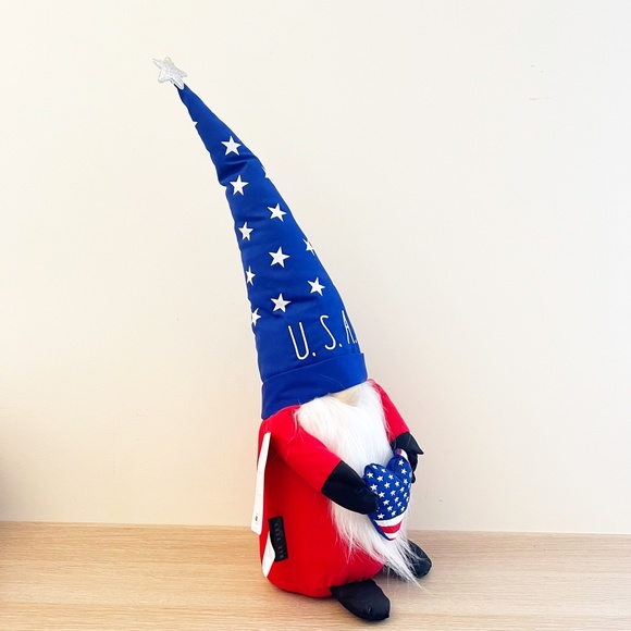 Rae Dunn 20" Weighted Gnome 4th of July USA Flag Heart Plush Star America Decor - Picture 6 of 6